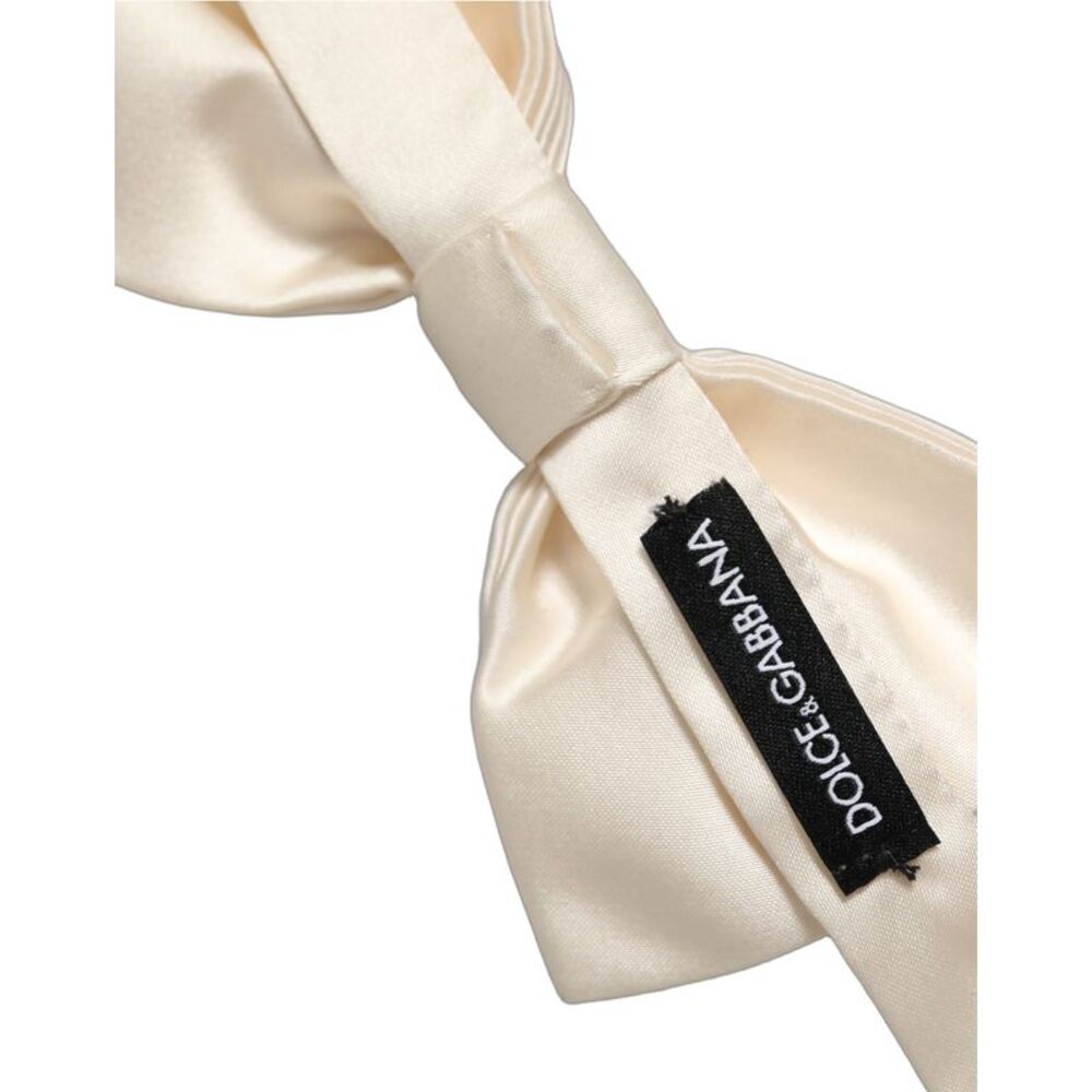 Dolce & Gabbana Men White 100% Silk Adjustable Neck Papillon Bow Men's Tie